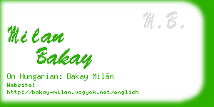 milan bakay business card